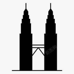 旅游名地马来西亚国家石油公司双子塔东盟大厦世界旅游图标高清图片