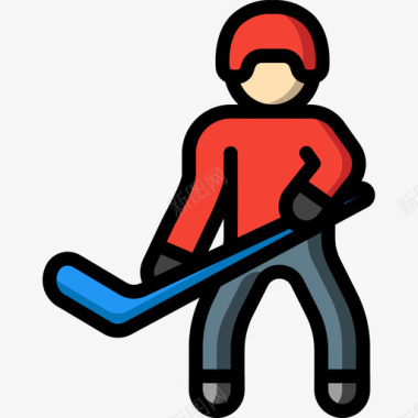 运动员冬季运动28线性颜色图标图标