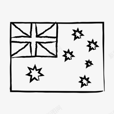 澳大利亚国旗国旗素描手绘国旗图标图标