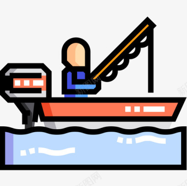 渔船钓鱼16线色图标图标