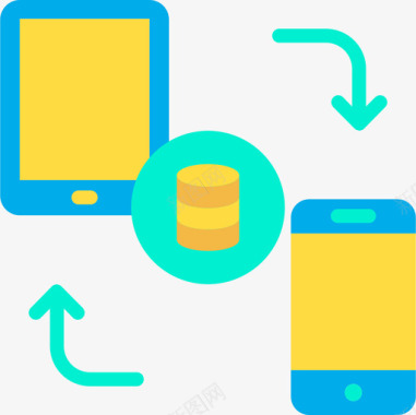 同步数据科学平面图标图标