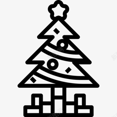 圣诞树冬季57线形图标图标