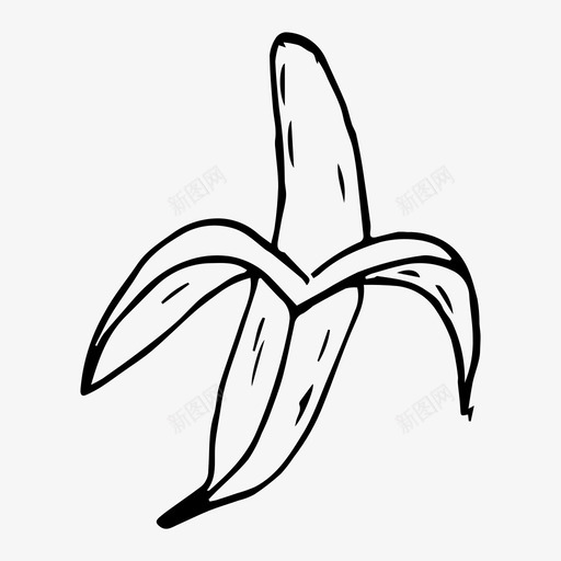 香蕉食物水果图标svg_新图网 https://ixintu.com 水果 素描 食物 香蕉