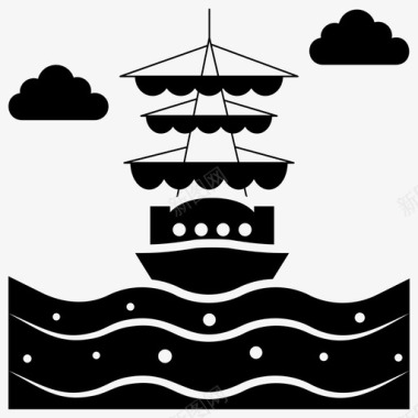 海盗船海盗护卫舰海盗单桅帆船图标图标