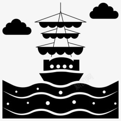 单桅帆船海盗船海盗护卫舰海盗单桅帆船图标高清图片