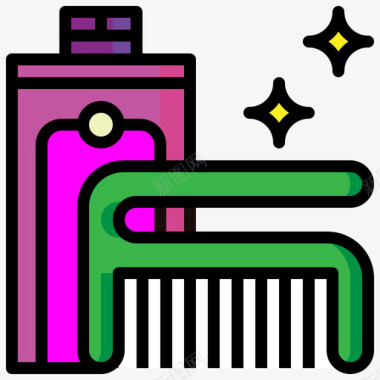 扫帚浴室用品4线性颜色图标图标