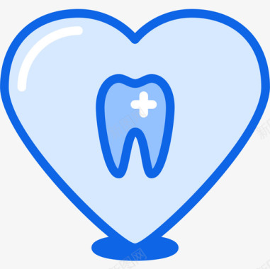 心脏牙齿13蓝色图标图标
