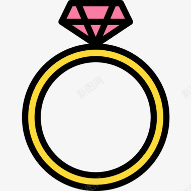 结婚戒指时尚4线性颜色图标图标