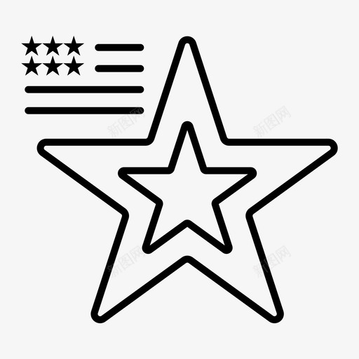 星星美国国旗图标svg_新图网 https://ixintu.com 使用 古拉 国旗 拉线 星星 美国