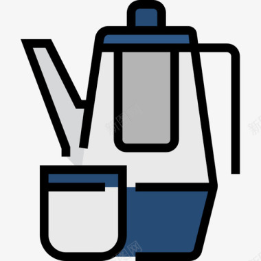 茶壶厨房和炊具4线性颜色图标图标