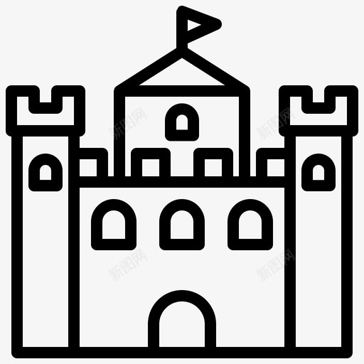 城堡海滩建筑图标svg_新图网 https://ixintu.com 城堡 宫殿 建筑 海滩 王国