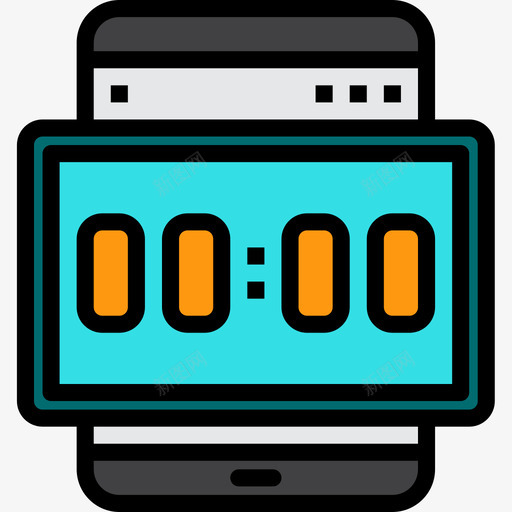 数字时钟平板电脑应用线性彩色图标svg_新图网 https://ixintu.com 平板电脑应用 数字时钟 线性彩色