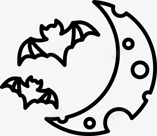 月亮万圣节月亮和蝙蝠图标svg_新图网 https://ixintu.com 万圣节 可怕 夜晚 月亮 蝙蝠
