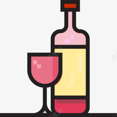 葡萄酒饮料20线性颜色图标图标