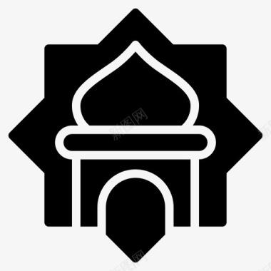清真寺装饰伊斯兰教图标图标