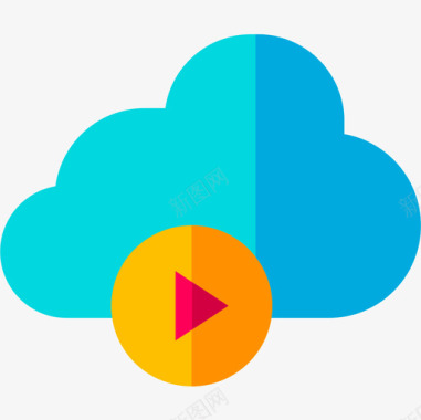 云计算音频和视频版本2平面图标图标