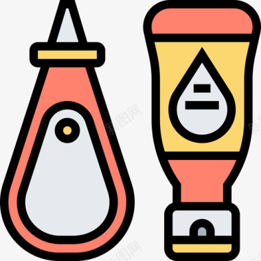 酱汁烧烤和烧烤3道原色图标图标