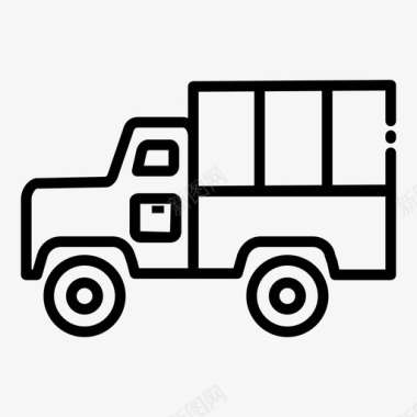 军用卡车货物运送图标图标