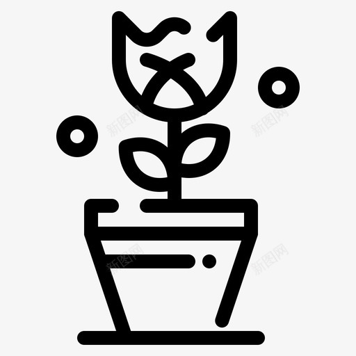 装饰复活节植物图标svg_新图网 https://ixintu.com 伊斯特 复活节 植物 盆栽 虚线 装饰 郁金香
