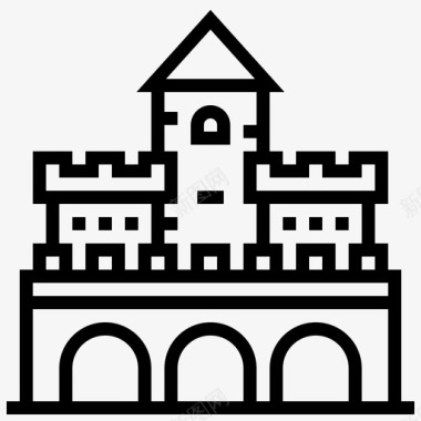 城堡古董建筑图标图标