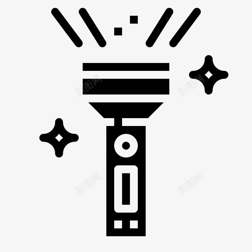 手电筒照明灯泡图标svg_新图网 https://ixintu.com 侦探 图标 实心 手电筒 灯泡 照明