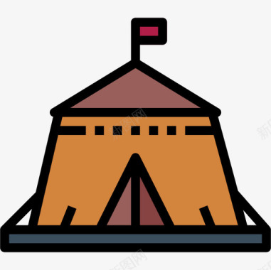 露营帐篷背包客3线性颜色图标图标