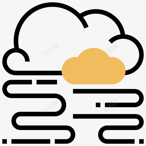 大雾153号天气黄色阴影图标svg_新图网 https://ixintu.com 153号天气 大雾 黄色阴影