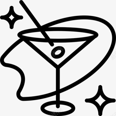 鸡尾酒五十年代直系图标图标