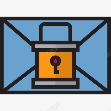 电子邮件键2线颜色图标图标