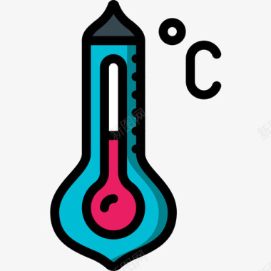 温度计发明4线性颜色图标图标