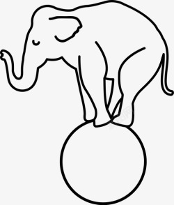 大象表演转球大象在球上马戏团娱乐图标高清图片