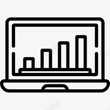 直线增长笔记本电脑营销图标图标