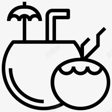 椰子鸡尾酒饮料食品图标图标