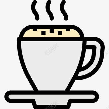 咖啡杯饮料13线性颜色图标图标