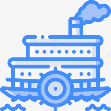 蒸汽船发明5蓝色图标图标
