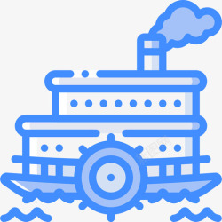 蒸汽船蒸汽船发明5蓝色图标高清图片