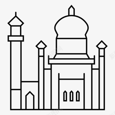 奥马尔阿里赛夫丁清真寺东盟旅游斯里巴加湾半岛图标图标