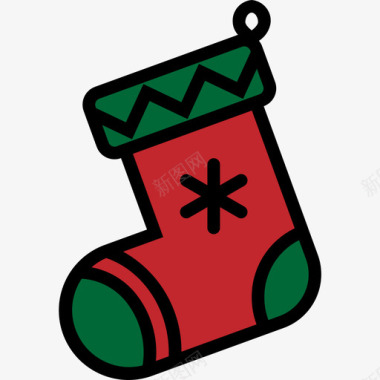 袜子圣诞200线颜色图标图标