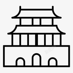 紫禁城图标紫禁城中国古代北京地标图标高清图片