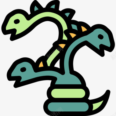 九头蛇神话2线性颜色图标图标