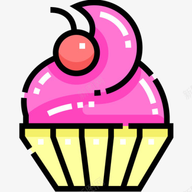 纸杯蛋糕甜甜糖果7线性颜色图标图标