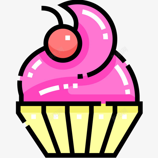 纸杯蛋糕甜甜糖果7线性颜色图标svg_新图网 https://ixintu.com 甜甜糖果7 纸杯蛋糕 线性颜色