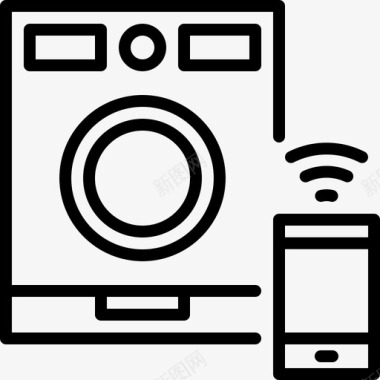 洗衣机和智能手机清洁剂电子图标图标