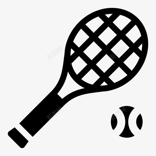 网球球拍运动图标svg_新图网 https://ixintu.com 体育 字形 球拍 网球 运动