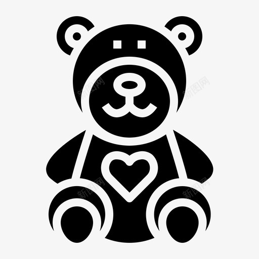 泰迪熊动物童年图标svg_新图网 https://ixintu.com 动物 图标 实心 泰迪 爱情 玩具 童年