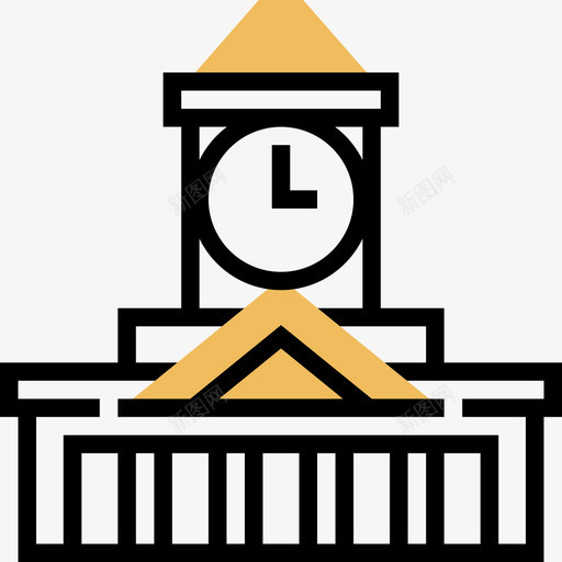 布里斯班市政厅地标5黄影图标svg_新图网 https://ixintu.com 地标5 布里斯班市政厅 黄影