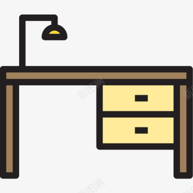 书桌家具79线性颜色图标图标