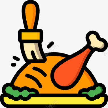 鸡肉烤肉4原色图标图标