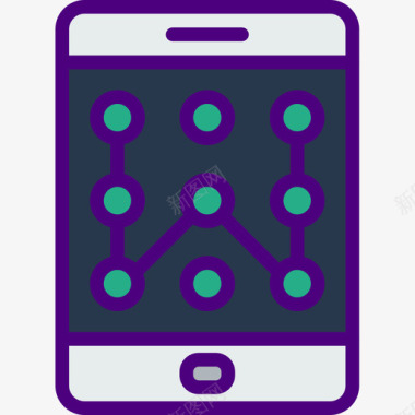 智能手机安全70线性颜色图标图标