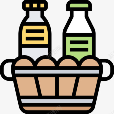 乳制品烧烤和烧烤3线性颜色图标图标